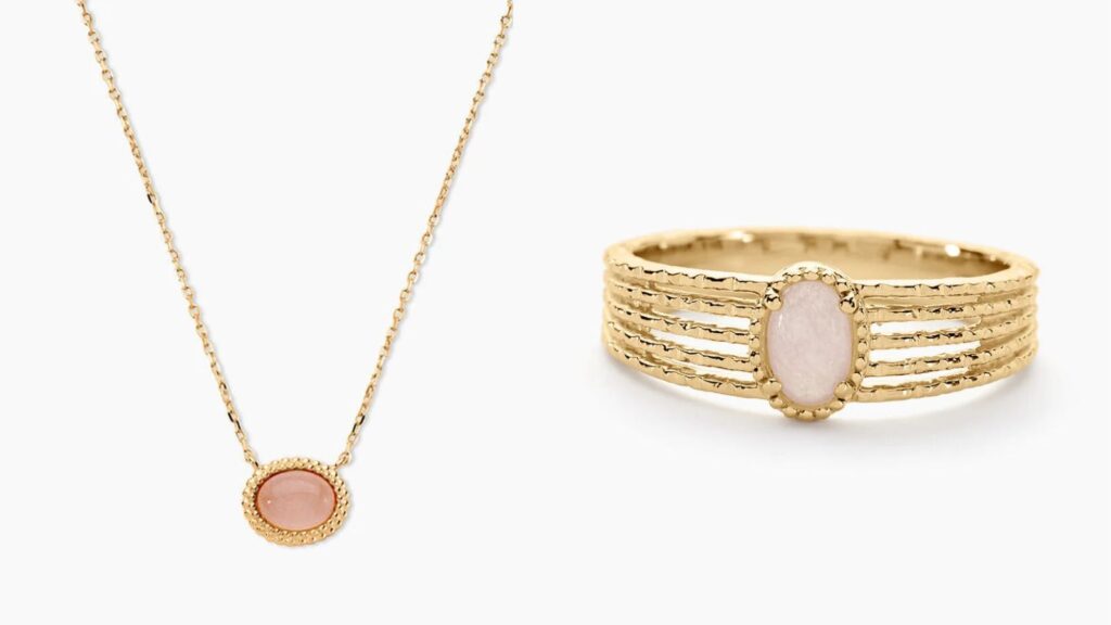 colliers et bagues quartz rose Histoire d'Or