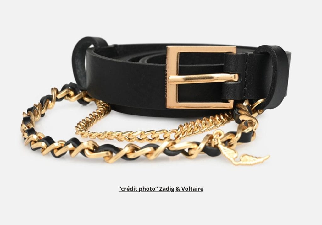 Ceinture chaine - Rock Chain Belt Leather - Noir