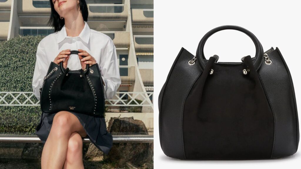 Sac à main emblématique Lollipops revisité avec une bordure en micro œillets Lollipops soldé