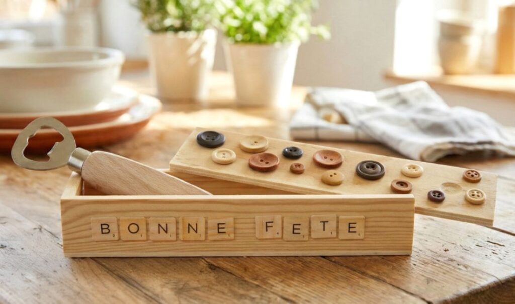 Coffret décapsuleur composer des mots avec les gommettes Scrabble
