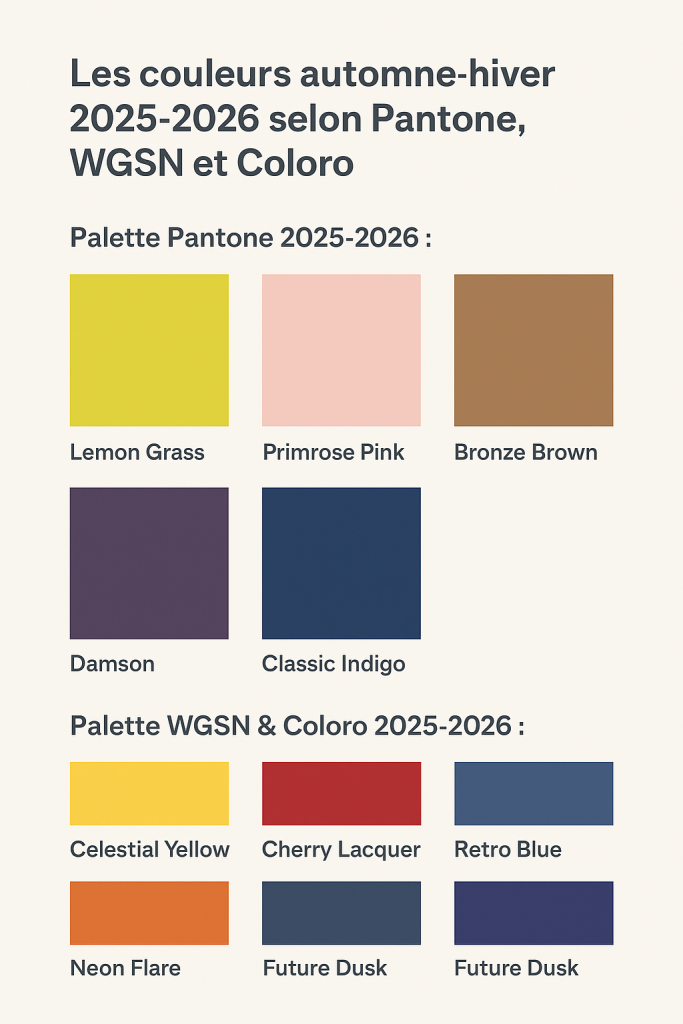 Tableau couleur mode 2025/26