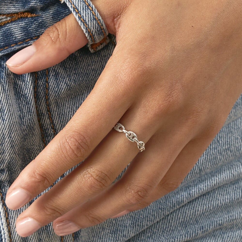 Bague argent grain de café Cristal / Argenté Agatha 