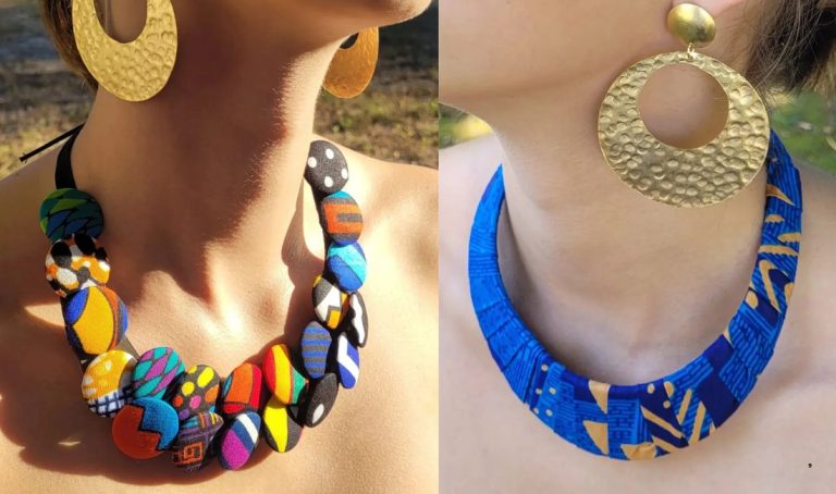 La collection de bijoux africains en tissus wax signée Namaya, disponible chez Place des Bijoux, rend un vibrant hommage à l’artisanat africain.
