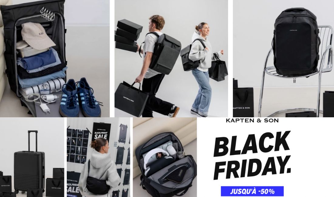 Black Friday 2025 : Kapten & Son propose jusqu’à -50% sur ses sacs et valises, plus 5% avec le code BLACKF5.
