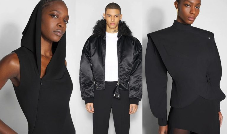 Mode Mugler 2025–2026 : silhouettes sculpturales, trench iconique et pièces signatures revisitées.