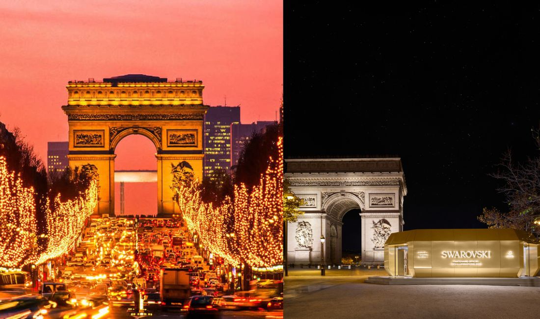 Swarovski fête 130 ans de joaillerie et magie urbaine — entre pop-up bijoux, illuminations sur les Champs-Élysées et un écrin de cristal pour les fêtes.