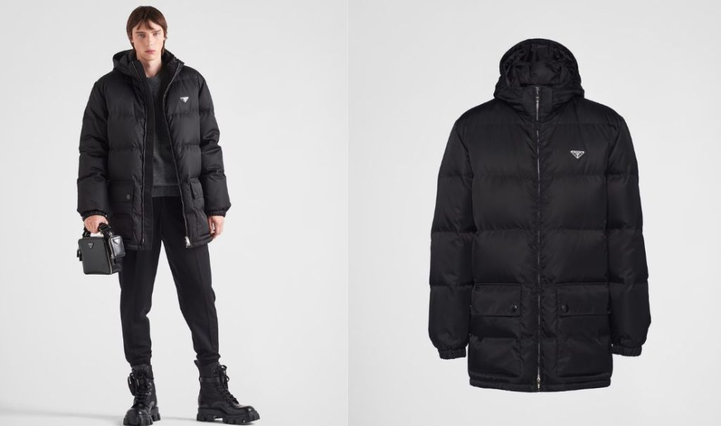 Prada doudoune homme  longue en nylon Re