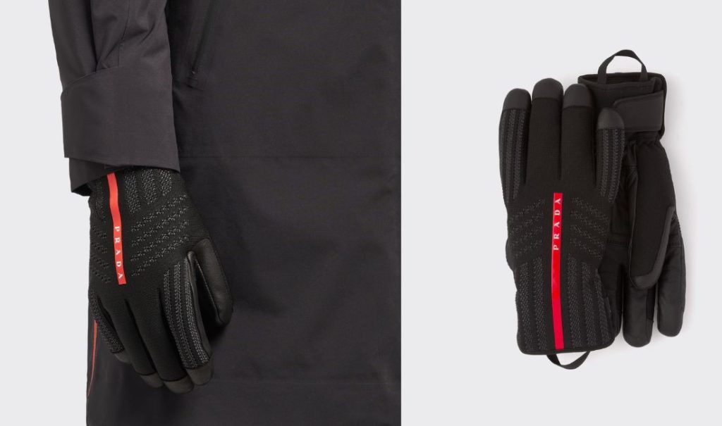 Prada gants de ski en GORE-TEX, cuir et maille