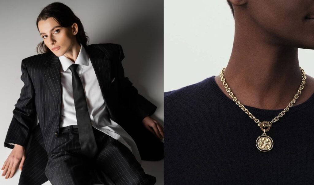 Sautoirs longs, broches sculpturales, clips rétro : les accessoires et bijoux tendance 2026–2027 signent la fin du minimalisme. Analyse Orzyla.