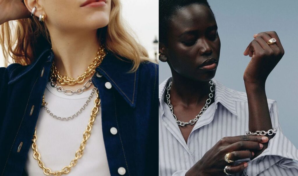Chaines épaisses et gros colliers doré ou argent